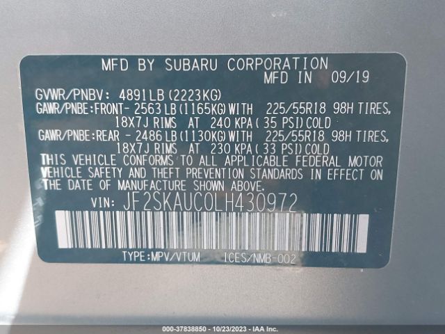 JF2SKAUC0LH430972 Subaru Forester Limited