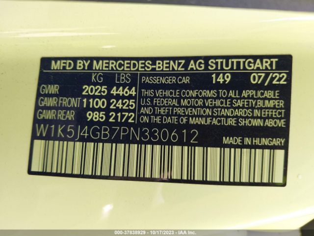 W1K5J4GB7PN330612 Mercedes-Benz Cla Cla 250