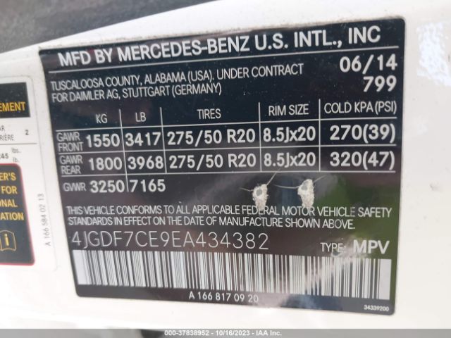 4JGDF7CE9EA434382 Mercedes-Benz Gl-class Gl 450