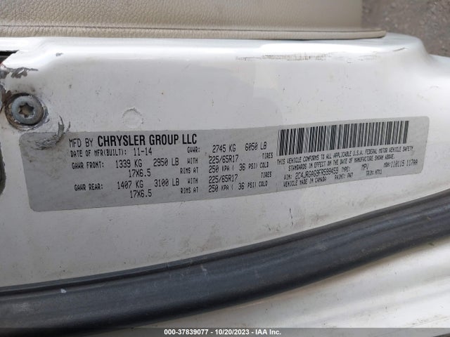 2C4JRGAG9FR599459 RAM Cargo Van Tradesman