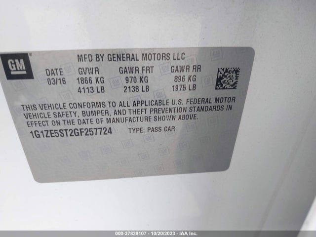 Chevrolet MALIBU 1LT 2016 1G1ZE5ST2GF257724 Image 9
