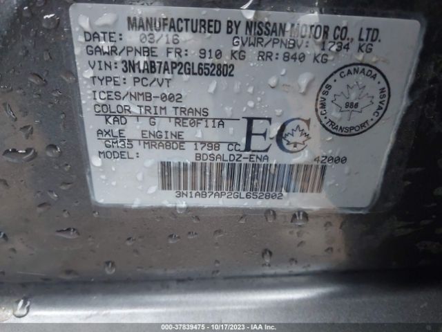 3N1AB7AP2GL652802 Nissan Sentra Fe+ S/sv/s/sr/sl