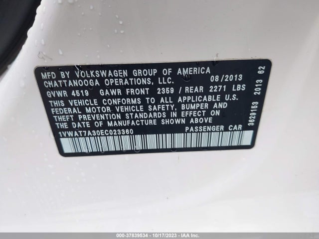 1VWAT7A30EC023360 Volkswagen PASSAT S