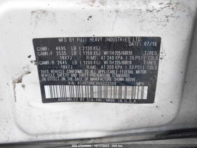 4S4BSANCXH3223308 Subaru Outback Limited