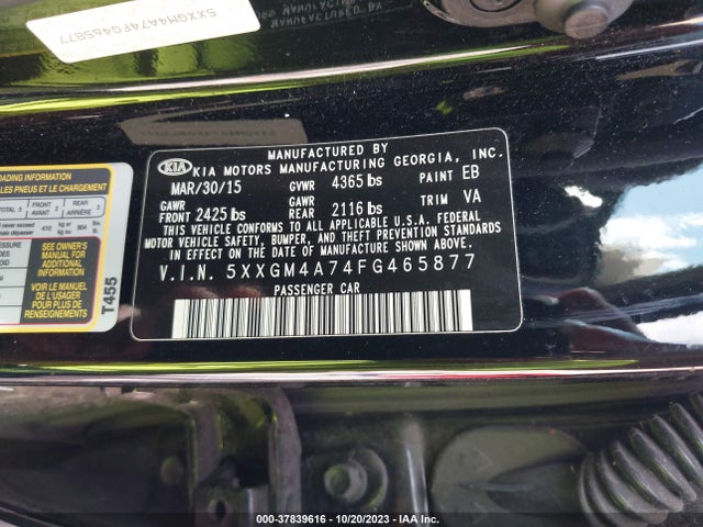 KIA Optima Lx 2015 5XXGM4A74FG465877 Image 9