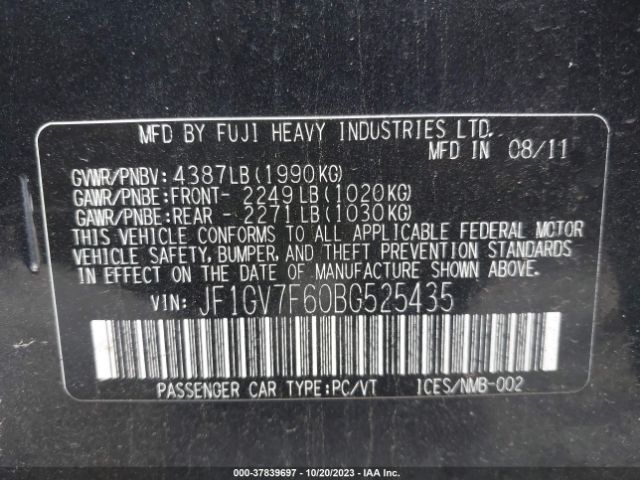 2011 SUBARU IMPREZA SEDAN WRX JF1GV7F60BG525435 Photo 8