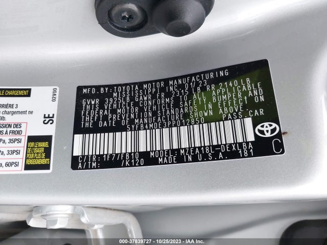 Toyota COROLLA LE 2023 5YFB4MDE3PP012850 Image 9