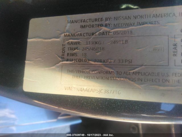 1N4AA6AP5JC387716 Nissan Maxima Platinum