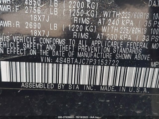 4S4BTAJC7P3153722 Subaru Outback Onyx Edition