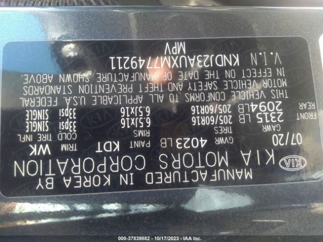 KNDJ23AUXM7749211 KIA SOUL S