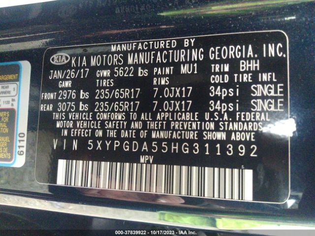 5XYPGDA55HG311392 KIA Sorento Lx V6