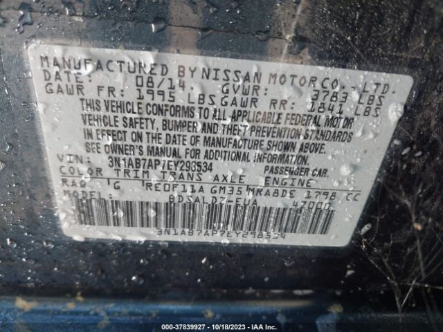 3N1AB7AP7EY298534 Nissan SENTRA SV