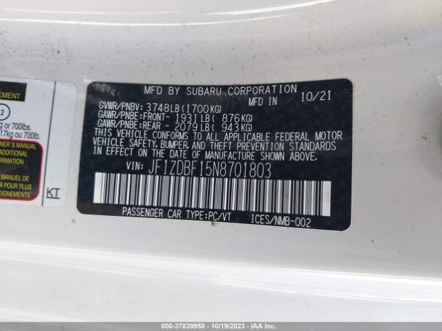 JF1ZDBF15N8701803 Subaru Brz Limited