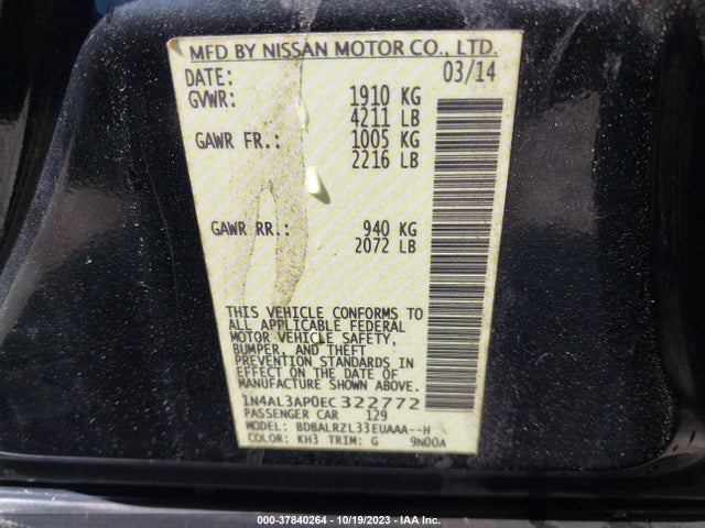 Nissan Altima 2.5 S 2014 1N4AL3AP0EC322772 Image 9