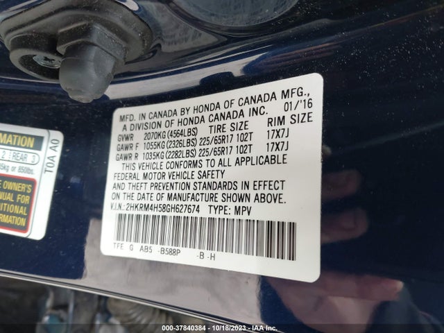 Honda CR-V EX 2016 2HKRM4H58GH627674 Image 9