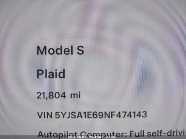 Tesla Model S Plaid 2022 5YJSA1E69NF474143 Image 15