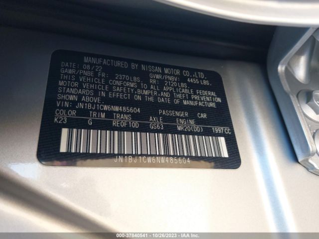 JN1BJ1CW6NW485604 Nissan Rogue Sport Sl Awd Xtronic Cvt