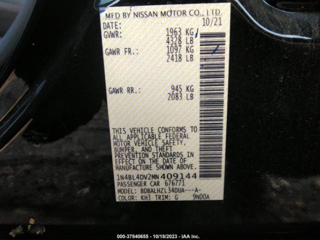 1N4BL4DV2MN409144 Nissan Altima 2.5 Sv