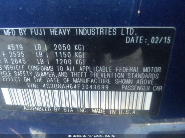 4S3BNAH64F3049699 Subaru Legacy 2.5i Premium
