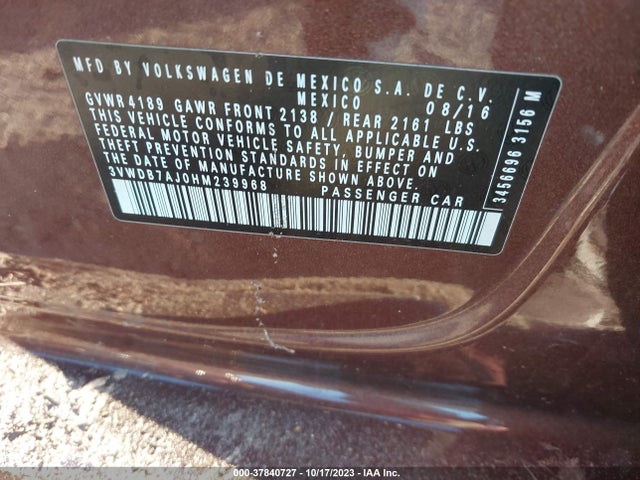 3VWDB7AJ0HM239968 Volkswagen Jetta 1.4t Se