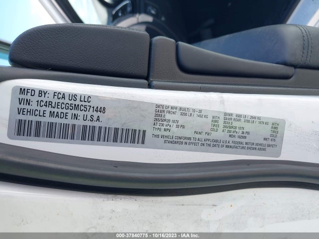 1C4RJECG5MC571448 Jeep Grand Cherokee High Altitude