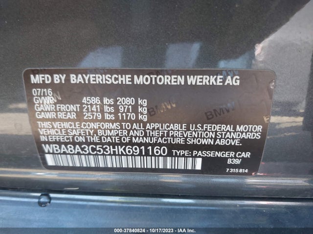 BMW 320i Xdrive 2017 WBA8A3C53HK691160 Image 9