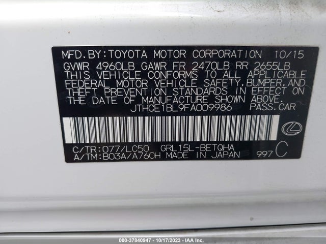 Lexus GS 350 2015 JTHCE1BL9FA009986 Image 9