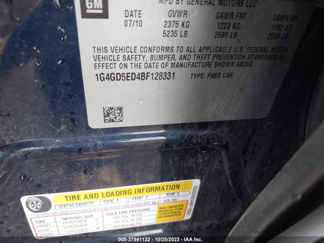 2011 BUICK LACROSSE CXL VIN: 1G4GD5ED4BF128331