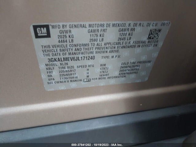 3GKALMEV6JL171240 GMC Terrain Sle