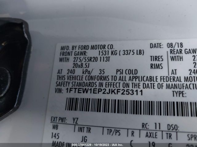 1FTEW1EP2JKF25311 Ford F-150 Xl/xlt/lariat