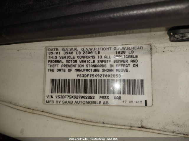2002 SAAB 9-3 YS3DF75K927002853 Photo 8