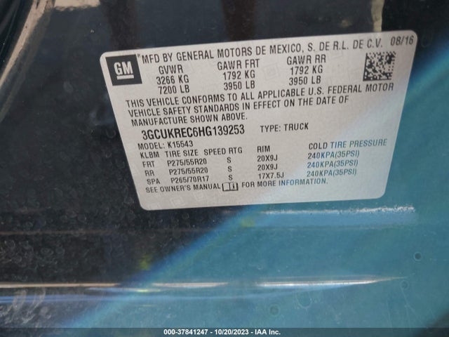 Chevrolet Silverado 1500 2lt 2017 3GCUKREC6HG139253 Image 9
