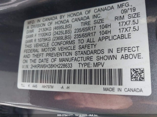 Honda CR-V LX 2019 2HKRW6H38KH228633 Image 9