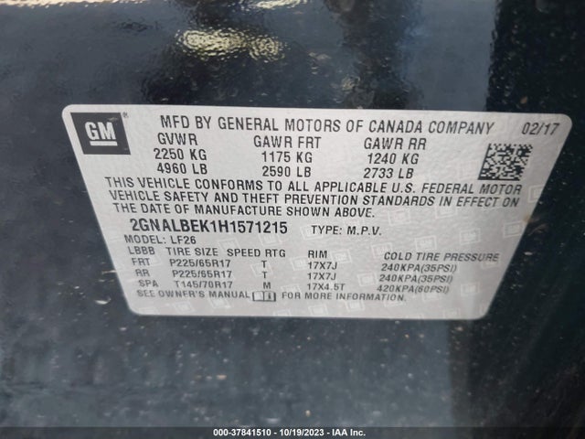 Chevrolet EQUINOX LS 2017 2GNALBEK1H1571215 Image 9