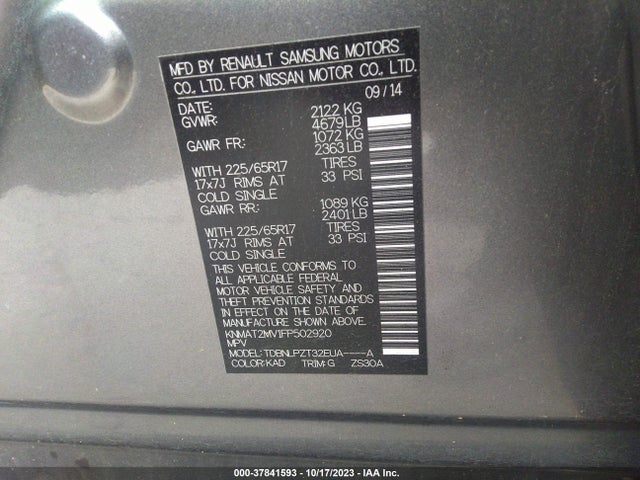 Nissan ROGUE S 2015 KNMAT2MV1FP502920 Image 9