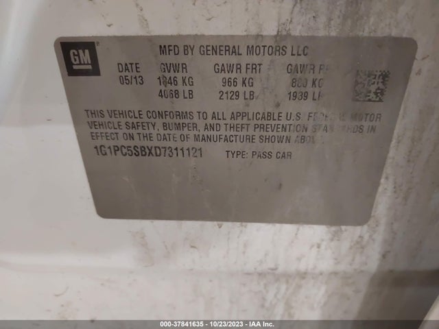 2013 CHEVROLET CRUZE 1LT VIN: 1G1PC5SBXD7311121
