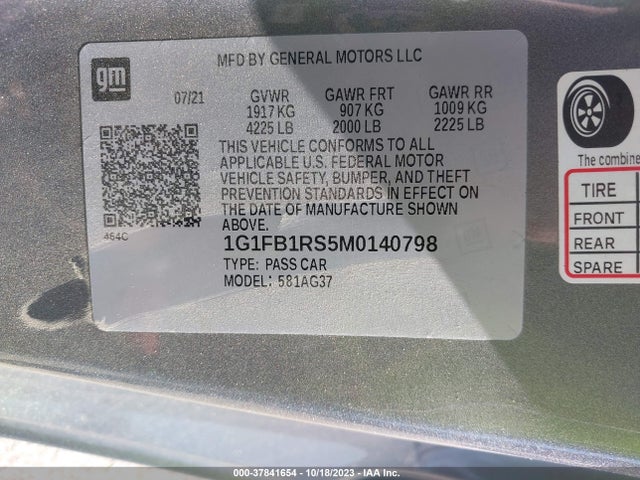 Chevrolet Camaro Rwd  1lt 2021 1G1FB1RS5M0140798 Image 9
