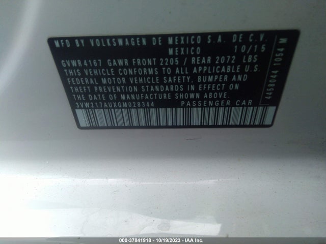 3VW217AUXGM028344 Volkswagen Golf Tsi Se