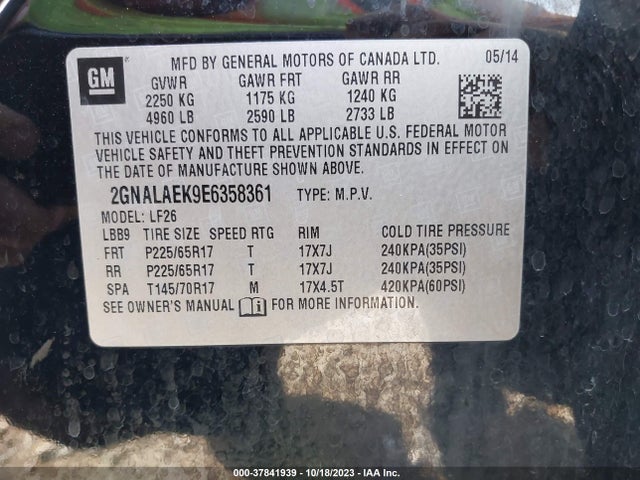 Chevrolet EQUINOX LS 2014 2GNALAEK9E6358361 Image 9