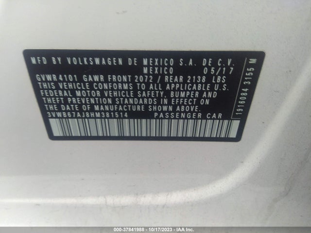 3VWB67AJ8HM381514 Volkswagen Jetta 1.4t Se