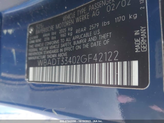 2002 BMW 5 SERIES WBADT33402GF42122 Photo 8