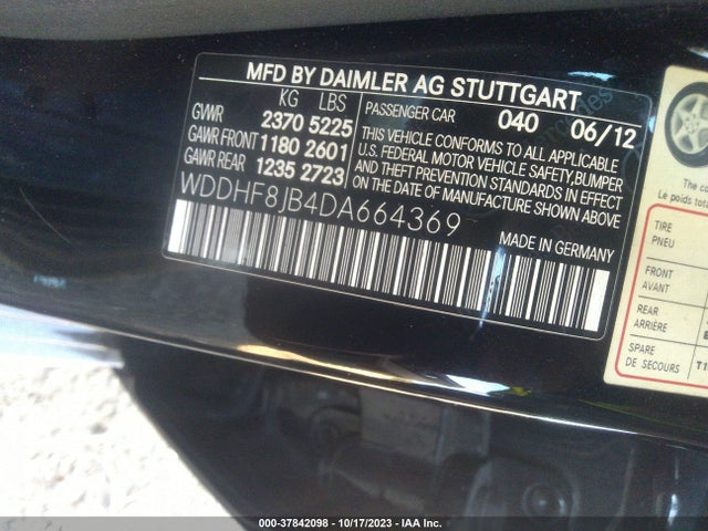 2013 MERCEDES-BENZ E-CLASS E 350 VIN: WDDHF8JB4DA664369