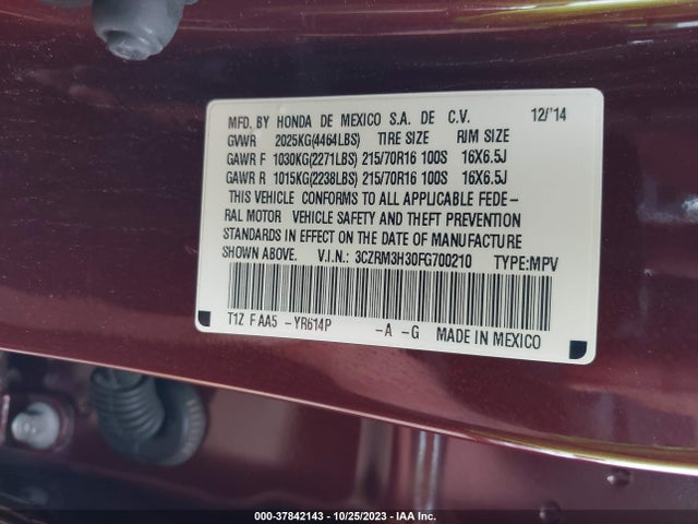 Honda CR-V LX 2015 3CZRM3H30FG700210 Image 9