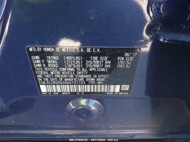 Honda HR-V LX 2017 3CZRU5H35HG707703 Image 9