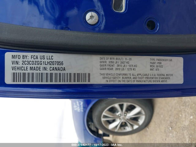 2020 DODGE CHALLENGER SXT AWD VIN: 2C3CDZGG1LH207056