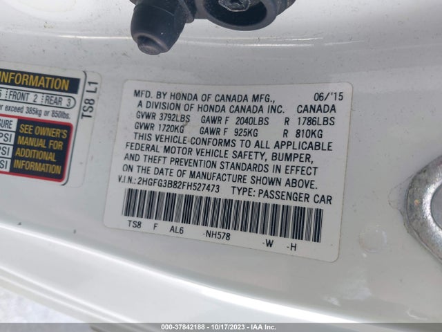 Honda CIVIC EX 2015 2HGFG3B82FH527473 Image 9