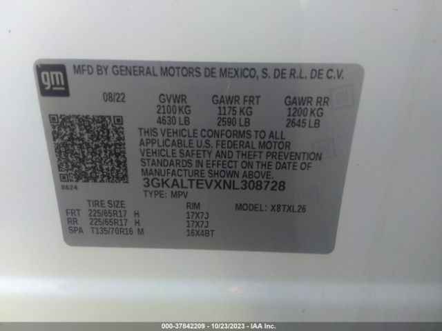 3GKALTEVXNL308728 GMC Terrain Sle