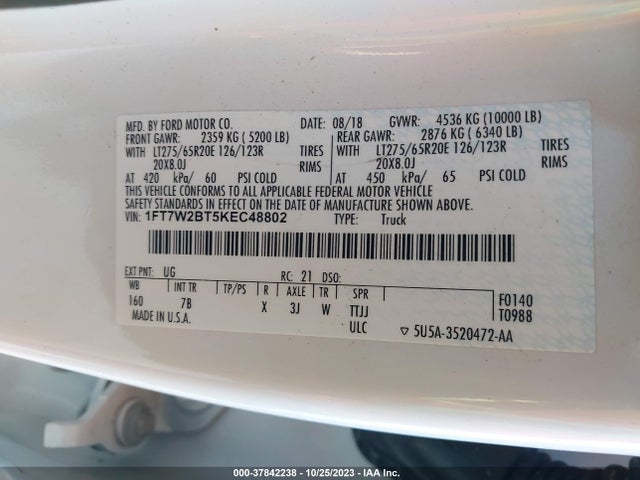 Ford F-250 Platinum 2019 1FT7W2BT5KEC48802 Image 9