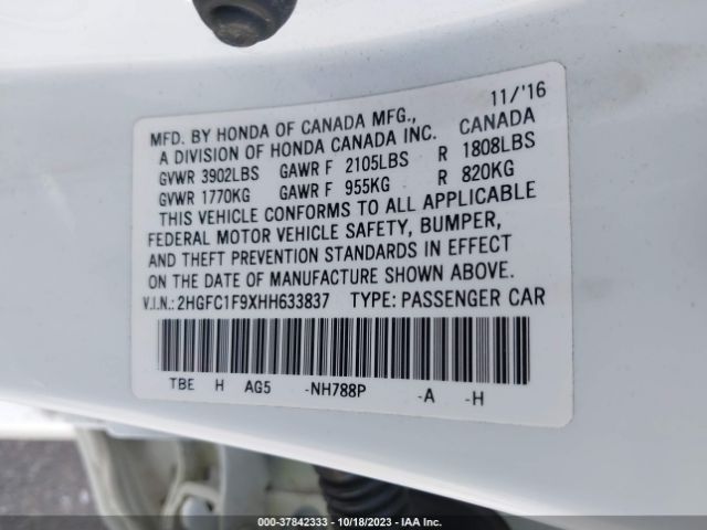 2HGFC1F9XHH633837 Honda Civic Sedan Touring