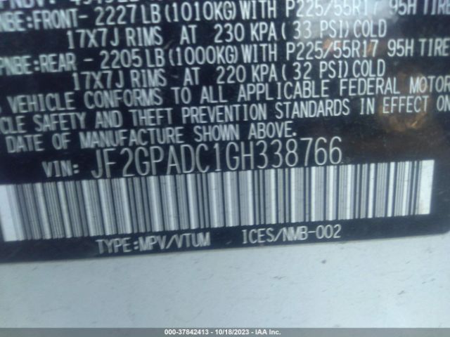 JF2GPADC1GH338766 Subaru Crosstrek Premium